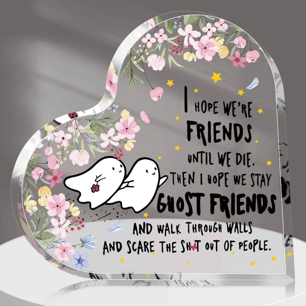 1PC Best Friend Birthday Gifts For Women Bestie Cute Heart Paperweight Keepsake Halloween Gifts Funny Acrylic Plaque for Friends Good Vibrations Adult Super Store