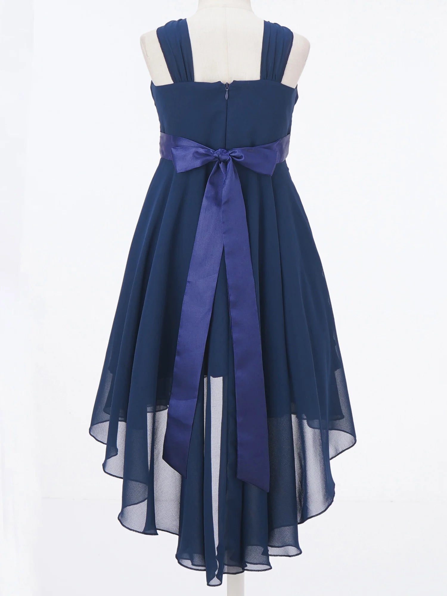 Kids Wedding Flower Girls Party Dress Sleeveless Ruched Shiny Beaded Hi-low Hem Elegant Chiffon Dress for Birthday Evening Prom Good Vibrations