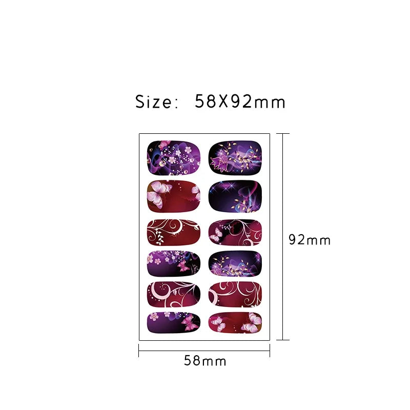 6 Sheets Vibrant Full Wrap Nail Polish Stickers Self-Adhesive Nail Decals for DIY Nail Art Manicure Designer Nail Art Stickers Good Vibrations