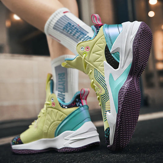 High top basketball shoes men fly woven breathable anti-slip wear absorption student sports shoes fashion outfield combat boots Good Vibrations