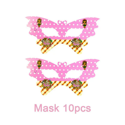 Girl Surprise Theme Backdrop Cute Shiny Doll Birthday Party Decoration Pink Latex Balloon Disposable Tableware Plate Cake Topper Good Vibrations
