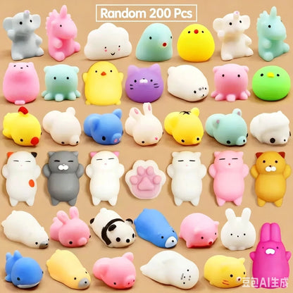 WW100pcs Mochi Squishies Kawaii Anima Squishy Toys For Kids Antistress Ball Squeeze Party Favors Stress Relief Toys For Birthday Good Vibrations
