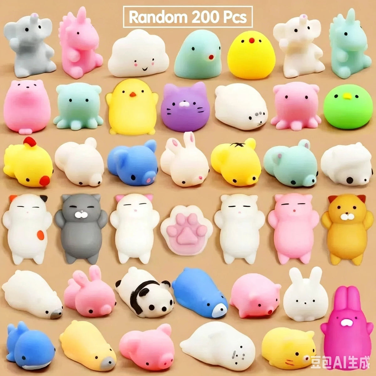 WW100pcs Mochi Squishies Kawaii Anima Squishy Toys For Kids Antistress Ball Squeeze Party Favors Stress Relief Toys For Birthday Good Vibrations