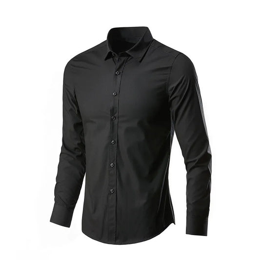 Mens Casual Shirts 2025 Single Breasted Mens Slim Fit Dress Long Sleeve Shirts Soild Male Social Shirts Designer Chemise Homme