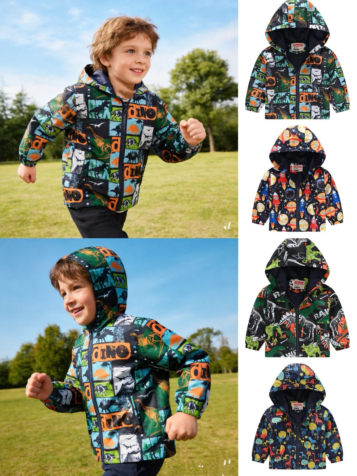Spring and Autumn New Boys' 1-7 Year Old Fashionable Lightweight Hat Jacket Small Coat Children's Clothing Good Vibrations