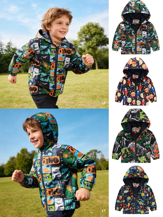 Spring and Autumn New Boys' 1-7 Year Old Fashionable Lightweight Hat Jacket Small Coat Children's Clothing Good Vibrations