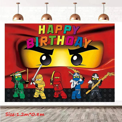 Ninjas Birthday Party Supplies Decorations Disposable Tableware Popcorn Paper Plates Balloons For Boys Kids Birthday Baby Shower Good Vibrations