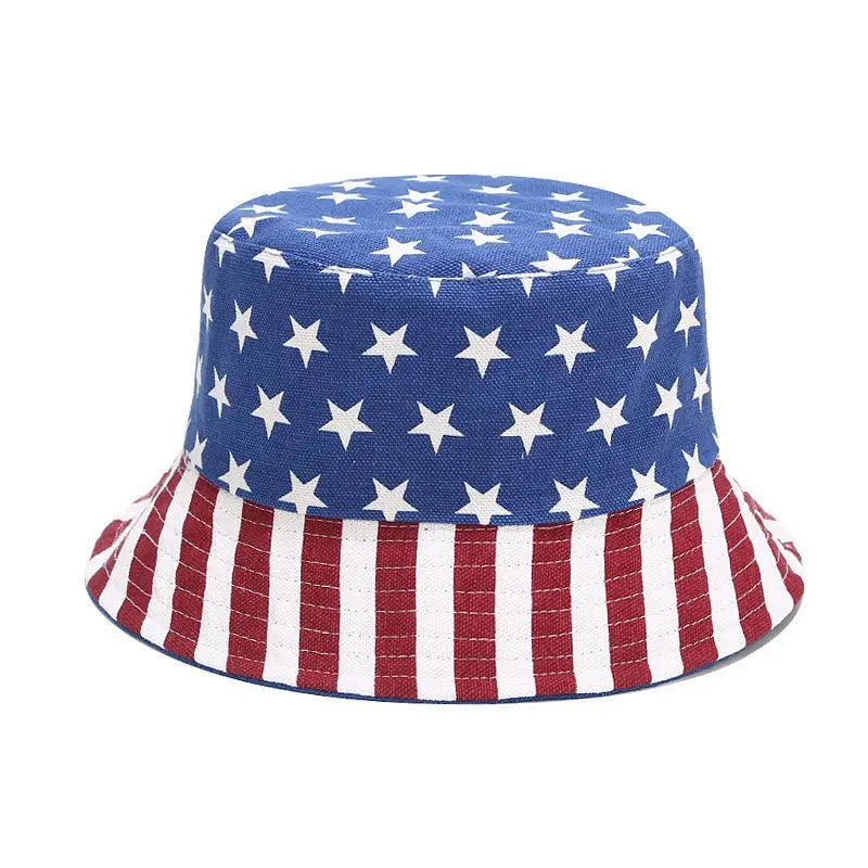 USA Letter in American Flag Colors Bucket Hat Woman Man Daily Outdoor Reversible Fisherman Cap Fashion Adult Summer Sun Caps Good Vibrations