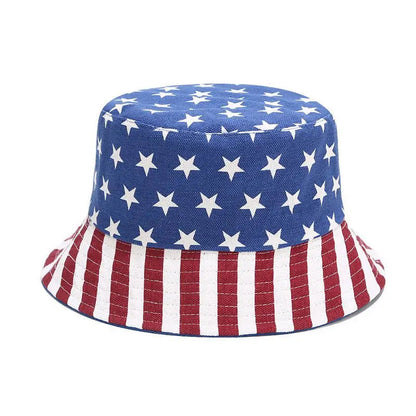 USA Letter in American Flag Colors Bucket Hat Woman Man Daily Outdoor Reversible Fisherman Cap Fashion Adult Summer Sun Caps Good Vibrations
