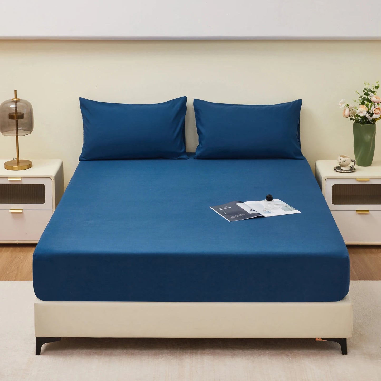 Waterproof Fitted Bed Sheet Comfortable Mattress Protector with Elastic Rubber Band Washable and Easy Care Good Vibrations