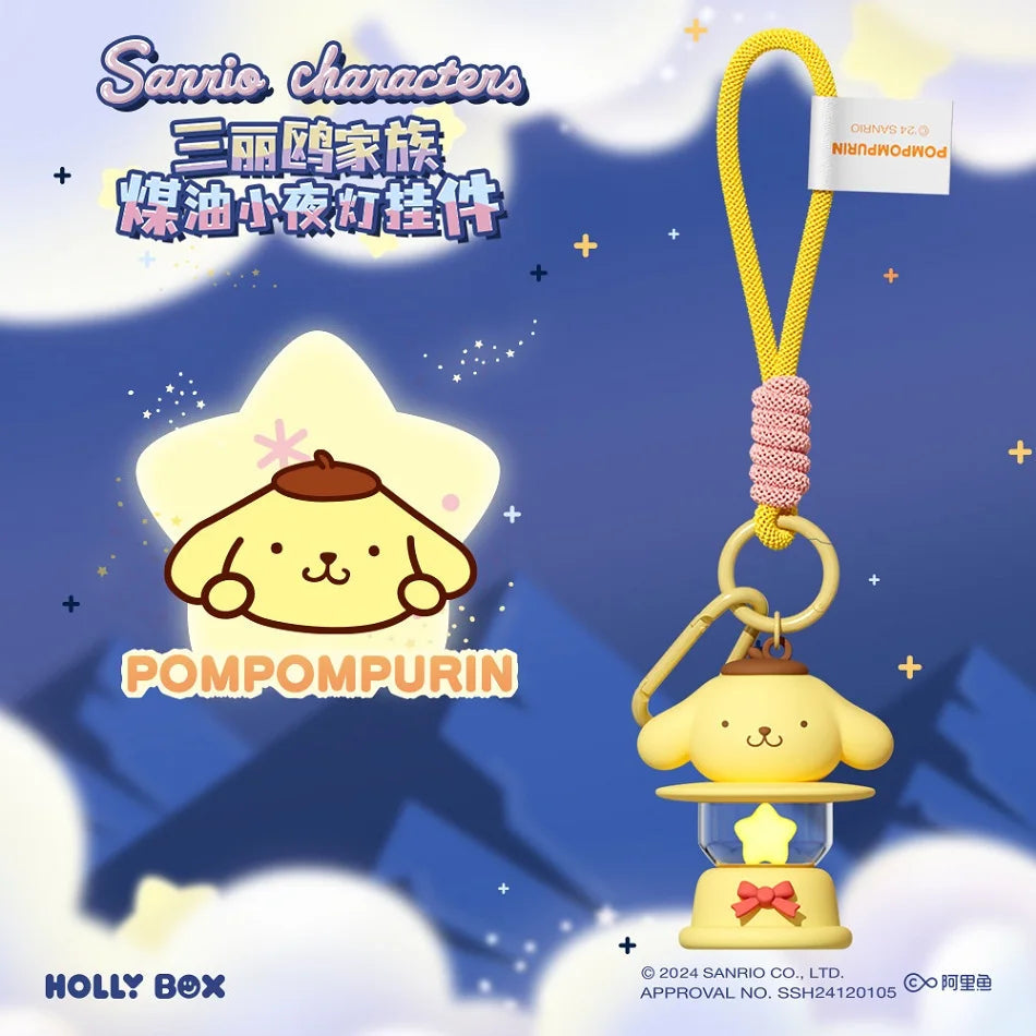 New Sanrio Night Light Pendant Toys Anime Kuromi Pochacco Cinnamoroll Melody Keychain Ornaments For Kids Christmas Present Good Vibrations