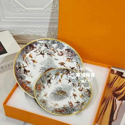 European ceramic western dinner plate, jungle set, steak plate, Coffee cup, afternoon , personalized gift set Good Vibrations