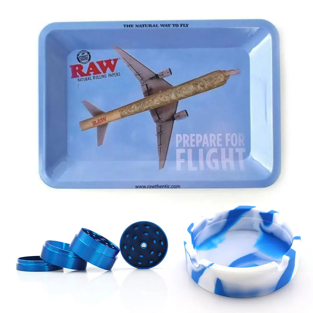 18cmx12.5cm Herb Tobacco Rolling Tray Set Silicone Ashtray Ash Tray 40mm Metal Herbal Grinder Kit Smoking Accessories Good Vibrations Adult Super Store