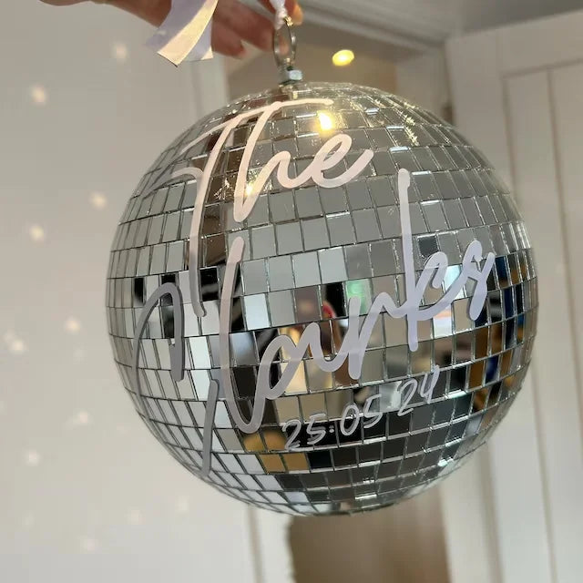 Personalised Disco Ball 20cm Party & Wedding Decor Unique Gift Disco Theme Parties DIY Weddings Showers Events Hen Do Good Vibrations