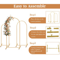Arch Backdrop Stand, Set of 3 Gold Metal Arch Stand Wedding Arch Frame Square Balloon Arch Stand for Birthday Party Baby Shower Good Vibrations