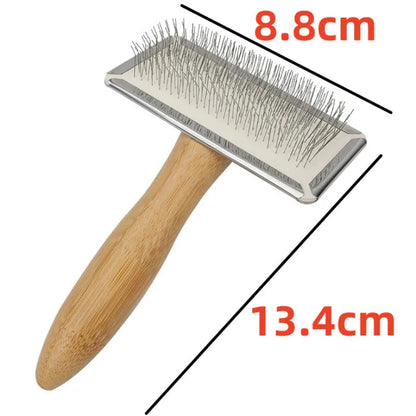 Dog Comb Solid Wood Dog Brush Pet Hair Remover Massage Cat Brush Pet Grooming Stainless Steel Combs for Cats Hair Knot Opening Good Vibrations