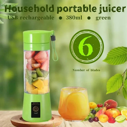 New Mini Portable Blender Bottle USB 6 Blades Fruit Fresh Juicer Smoothies Mixer Machine Crusher Food Processor for Kitchen Good Vibrations