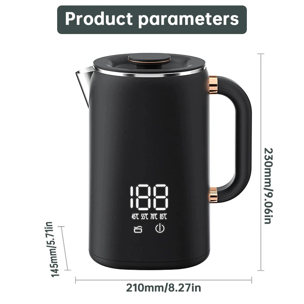 Electric Water Boiler Kettle for Tea Coffee 5 Levels Temperature Control Auto Shut Off Double Layer Insulated Hot Water Kettle Good Vibrations