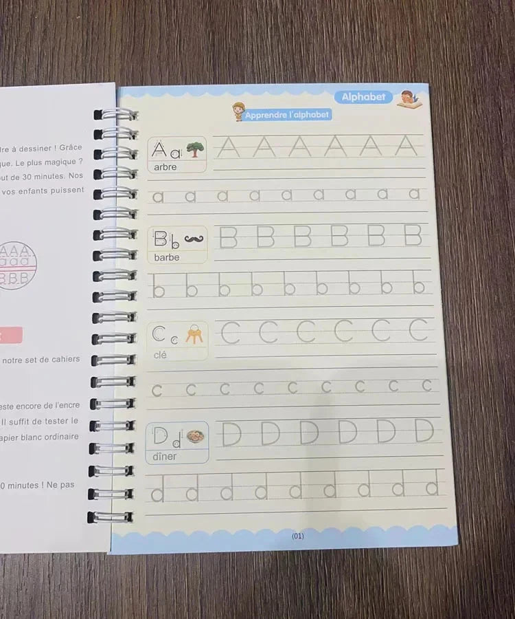 4 Books Montessori SANK English Magic Copybook Reusable Writing Practice 3D Calligraphy Book Wipe-free Education Books Good Vibrations