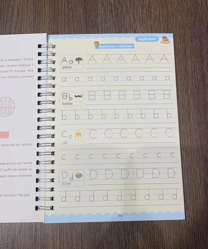 4 Books Montessori SANK English Magic Copybook Reusable Writing Practice 3D Calligraphy Book Wipe-free Education Books Good Vibrations