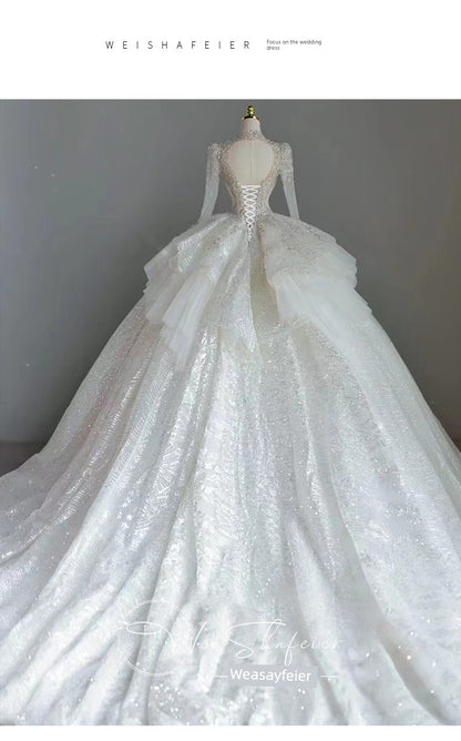 Short Long-Sleeved Socialite Wedding Dress
