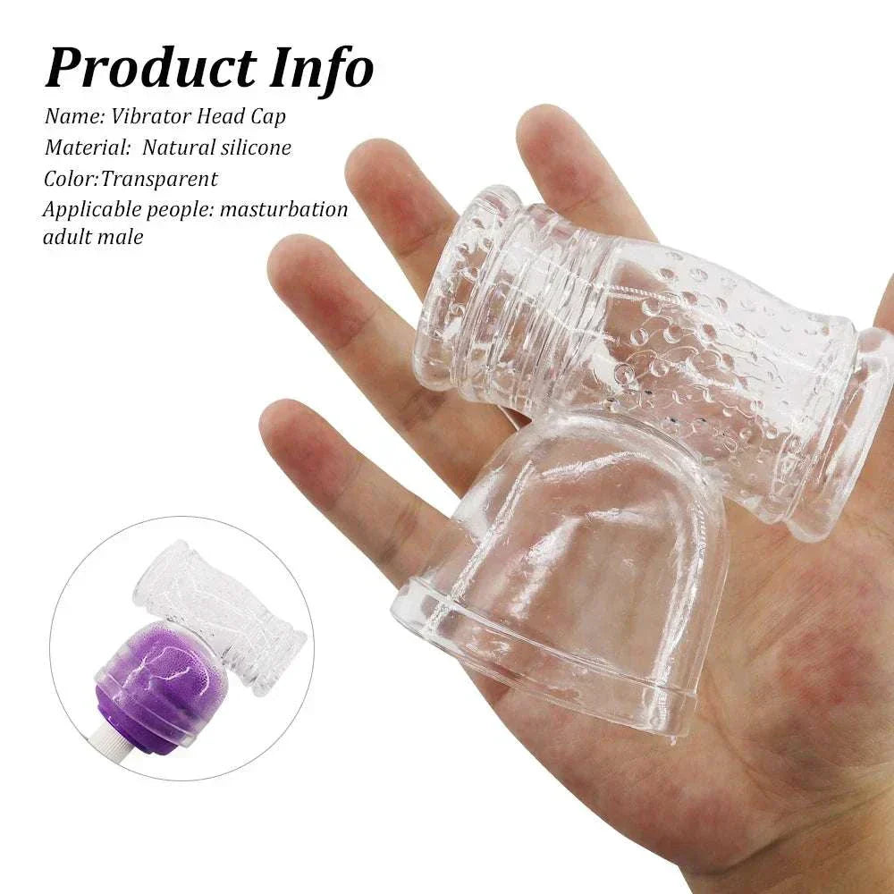 AV Vibrator Head Cap Magic Wand Attachment, silicone material, transparent color, sex toys for penis training.