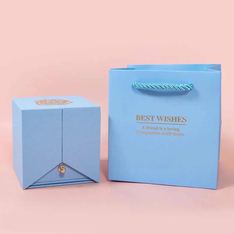 Eternal Rose Gift Box Gift for Women Valentine's Day Wedding I Love You Jewelry Box Gift Box Ring Earrings Pendant Necklace Box Good Vibrations