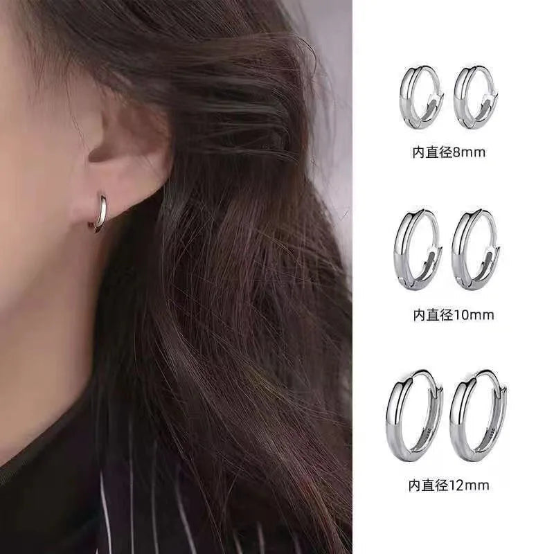 Exquisite 925 Sterling Silver Small Earrings, Plain Silver, Comfortable Earrings, Smooth Earrings, Suitable for Girls, Women Good Vibrations