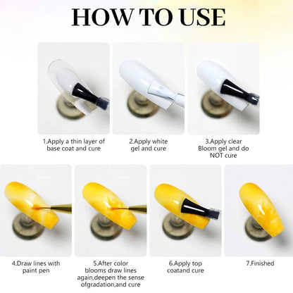 NAILCO Blooming Gel Polish 10ml UV LED Soak Off Nail Art Polish Spreading Effect Marble Gel Paint Varnish Matte Top Base Coat Good Vibrations