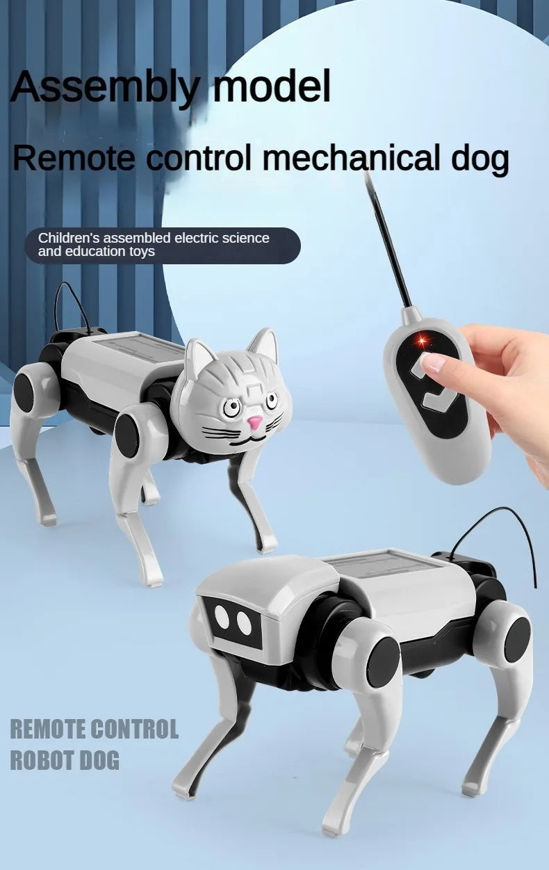Rc Robot Children's Remote Control Mechanical Dog Toy Science Teaching Diy Assembling Model Electric Set Toys for Boys Kids Gift Good Vibrations