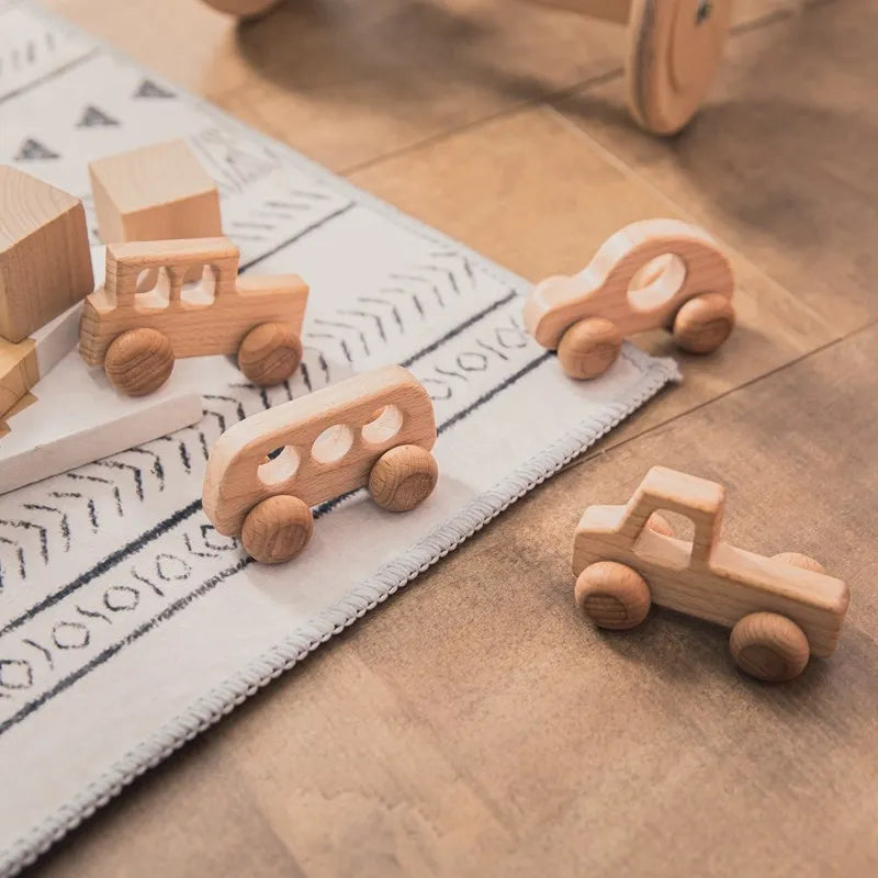 Wooden Cars Toys Maple Diy Crafts for Students Home Activities Montessori Grasping Teething Toy Newborn Birthday Gift Wood Block Good Vibrations