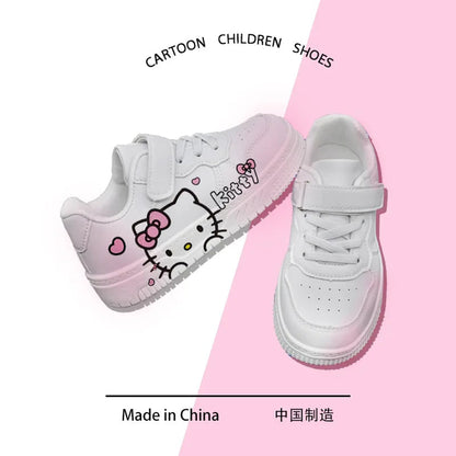 2025 New Hello Kitty Girls Low Top White Sneakers Cute Cartoon Casual Shoes Fashion Canvas Shoes For School Kids Wholesale Good Vibrations