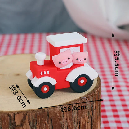 Farm Series Cake Topper Lambs Ponies Piglets Chickens Ducks Haystacks for Children's One Year Old Birthday Party Cake Decoration Good Vibrations