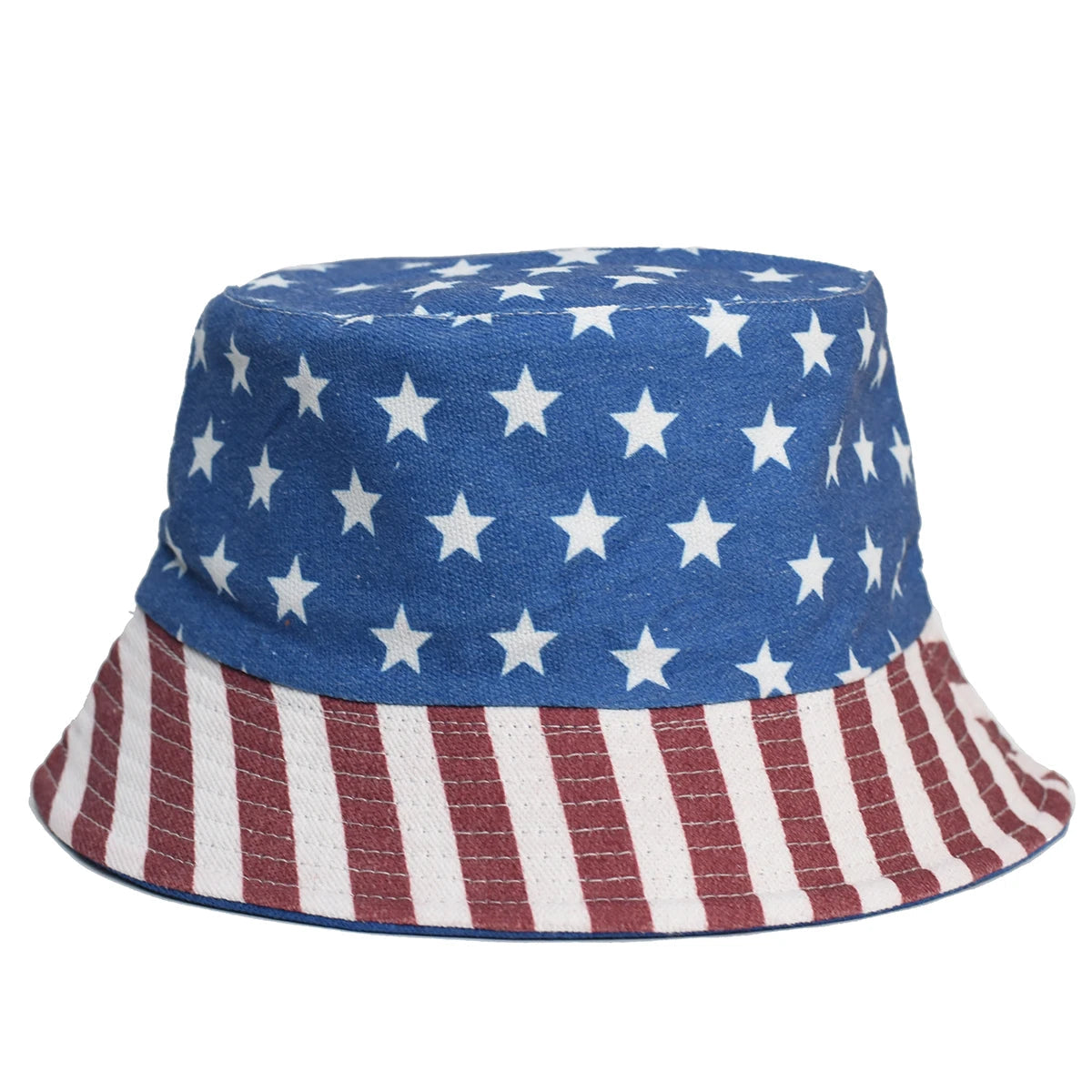 USA Letter in American Flag Colors Bucket Hat Woman Man Daily Outdoor Reversible Fisherman Cap Fashion Adult Summer Sun Caps Good Vibrations