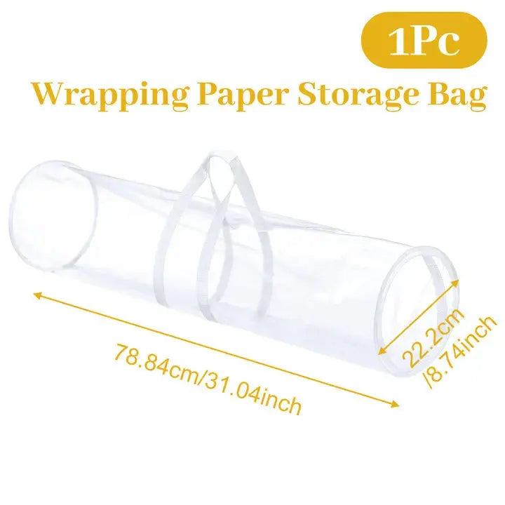 Gift Wrapping Paper Storage Transparent Storage Bag Holiday Paper Tube Zipper Packaging with Handle LargeCapacity Waterproof Bag Good Vibrations