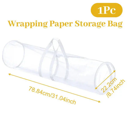 Gift Wrapping Paper Storage Transparent Storage Bag Holiday Paper Tube Zipper Packaging with Handle LargeCapacity Waterproof Bag Good Vibrations
