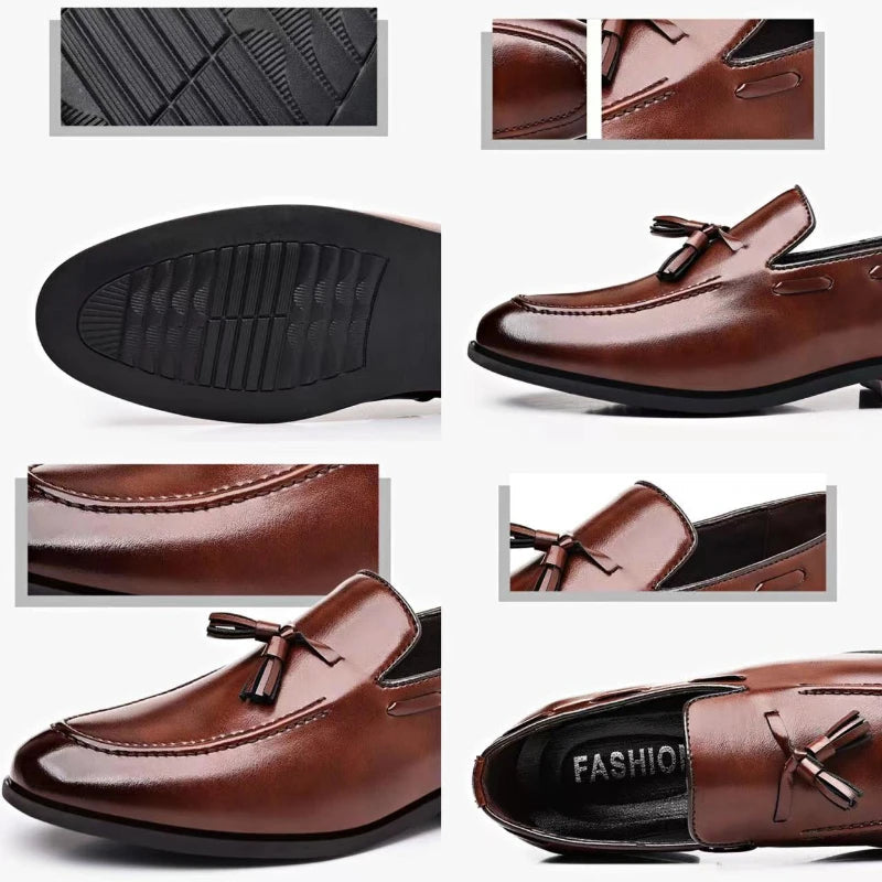 Men's Dress Shoes New Pu Leather Fashion Shoe for Mens Large Size Business Formal Casual Shoes Slip on Wedding Men Shoes Zapatos Good Vibrations