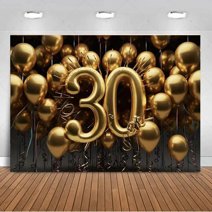 30th Birthday Party Decor Background Pink Black Gold Glitter Woman Man 30 Years Old Photography Backdrop Supplies Adult Gifts Good Vibrations