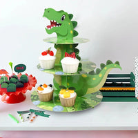 Dinosaur Cupcake Stand Birthday Party Decoration Kids Boy Girl Dino Wedding Birthday Party Supplies Favors Baby Shower Decor Good Vibrations