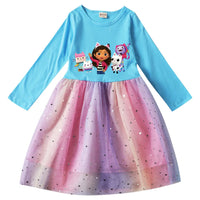Gabbys Dolhouse Dress Kids Gaby Chat Clothes Baby Girls Long Sleeve Casual Dresses Wedding Party Sequin Birthday Gifts Vestidos Good Vibrations