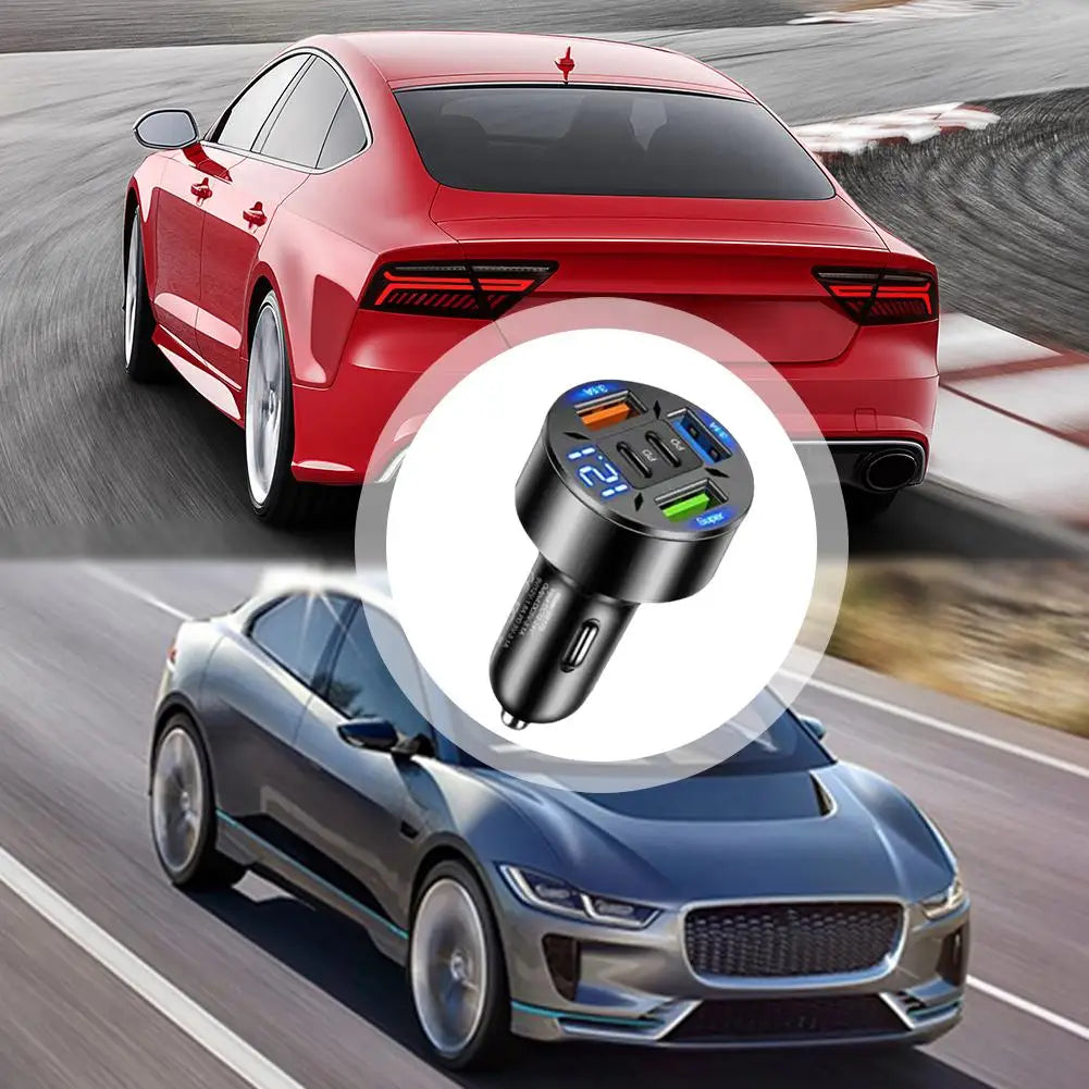 250W 5 Ports Car Charger Fast Charging PD QC3.0 USB C Car Phone Charger Type C Adapter In Car For IPhone Good Vibrations