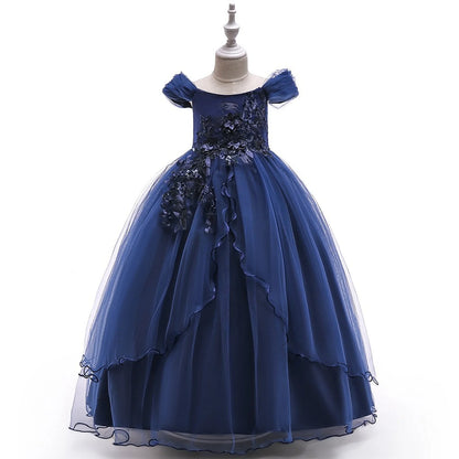 Kids Bridesmaid Dress For Girls Long Lace Wedding Prom Gown Flower Girl Party Dresses Children Formal Evening Clothes