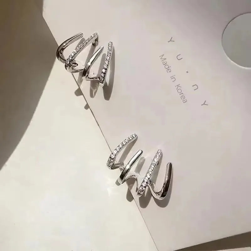 925 Silver Needle Korean Fashion Zircon Geometric Earrings For Women Jewelry 2026 Trending Luxury Crystal Cross Stud Earrings Good Vibrations