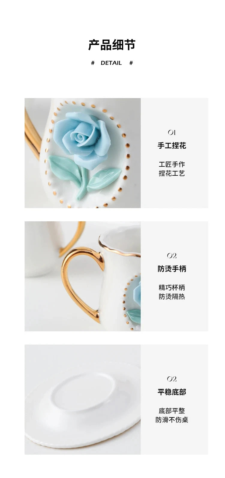 Ceramic rose cup, coffee cup plate set, handmade ceramic flower cup Good Vibrations