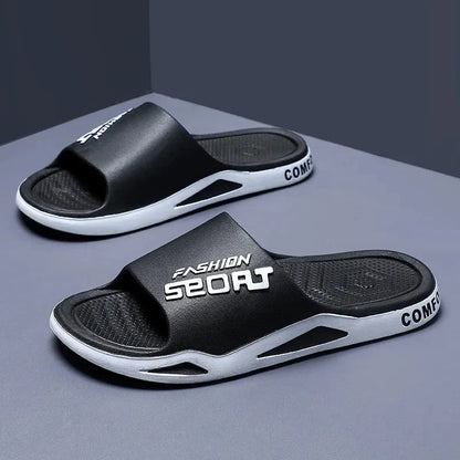 Summer Men Slippers Fashion Trendy Flip Flops Bathroom Slippers Outdoor Non-Slip Sporty Style Open Toe Beach Slippers Good Vibrations