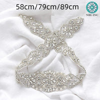 (1PC) Silver Rhinestone crystal iron on applique belt iron on wedding beaded bridal trim for wedding dresses clothing WDD0209 Good Vibrations