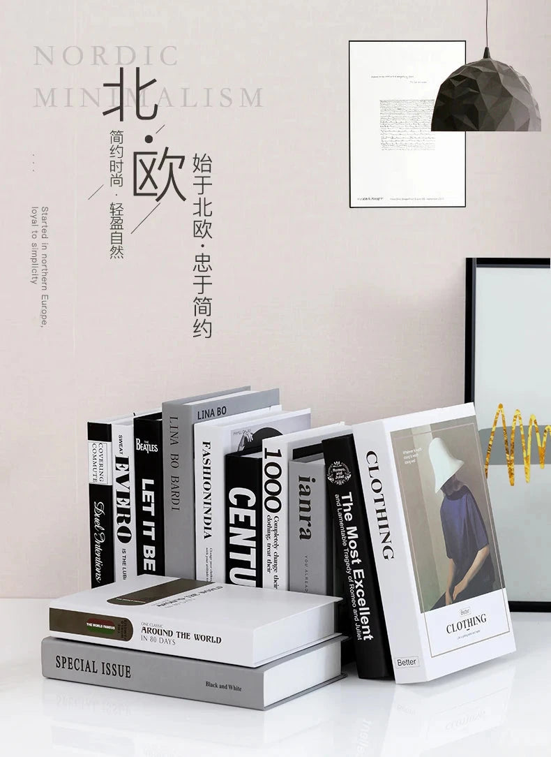 Modern fake book ornament Nordic light luxury simulation book living room home store decoration photo props book case box Good Vibrations