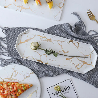 White Black Golden Ceramic Dishes And Plate Pizza Dessert Steak   Tableware Decorative Food Tray Dinner Set Porcelai Good Vibrations