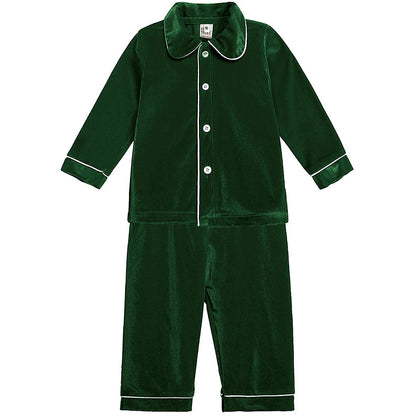 Christmas Pyjamas Kids Boys Girls Velvet Pajamas Infant Xmas Pjs Toddler New Year Party Gift Pijamas Green Red Nightwear Good Vibrations