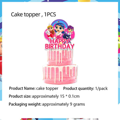 True Rainbow Kingdom Party Supplies Disposable Tableware Plates Balloon Cake Topper Kids For Boy Girl Favor Birthday Party Decor Good Vibrations